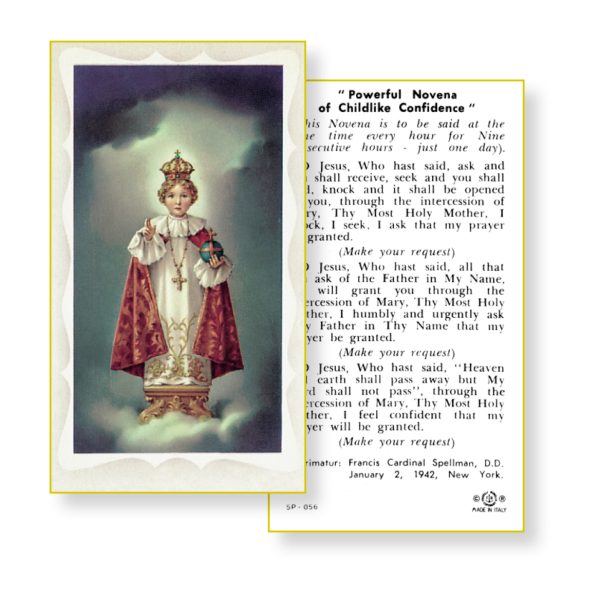 Infant of Prague - Novena Prayer Holy Card (Pack of 100)
