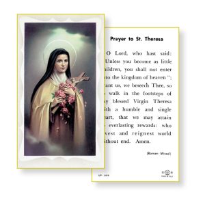 Saint Theresa Gold Edges Prayer Card (Pack of 100)