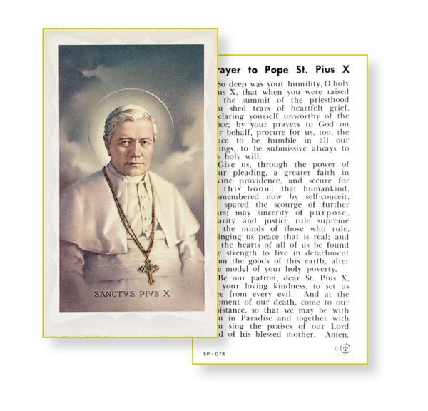 Saint Pius X Gold Edges Prayer Card (Pack of 100)