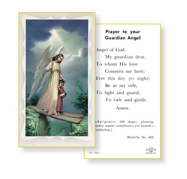 Guardian Angel-Girl Gold Edges Prayer Card (Pack of 100)