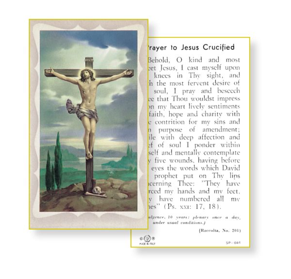Crucifixion Gold Edges Prayer Card (Pack of 100)