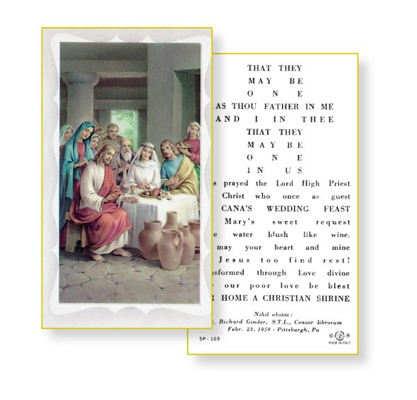 Wedding at Cana Gold Edges Prayer Card (Pack of 100)