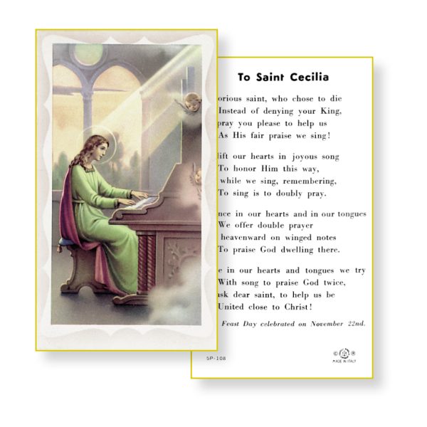 Saint Cecilia Paper Prayer Card (Pack of 100)
