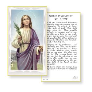Saint Lucy Gold Edges Prayer Card (Pack of 100)