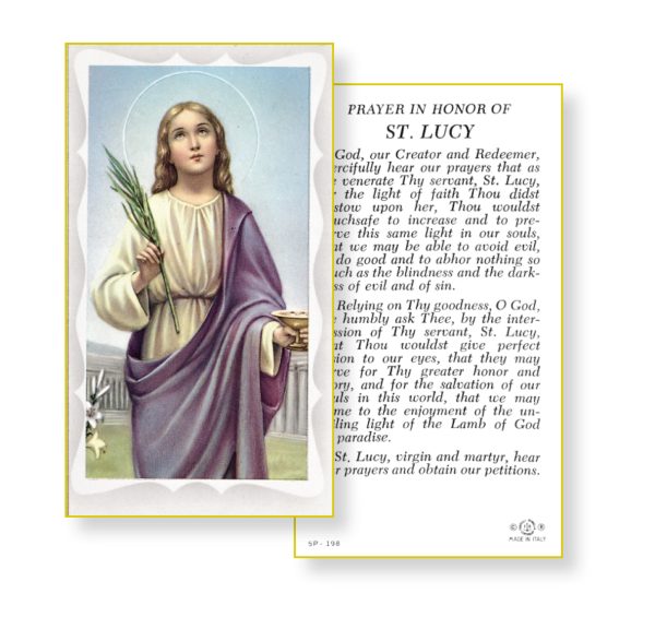 Saint Lucy Gold Edges Prayer Card (Pack of 100)