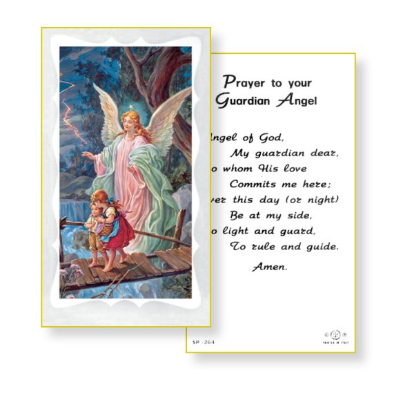 Guardian Angel Gold Edges Prayer Card (Pack of 100)