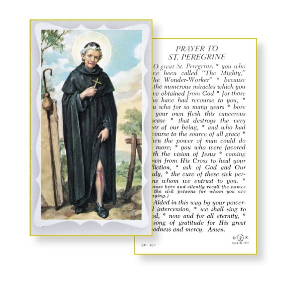 Saint Peregrine Gold Edges Prayer Card (Pack of 100)