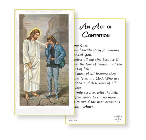 Act of Contrition-Girl Gold Edges Prayer Card (Pack of 100)