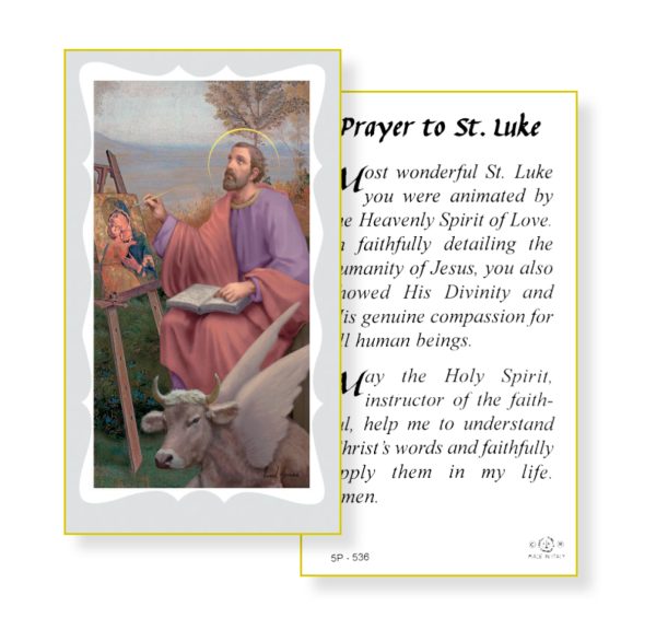 Saint Luke Gold Edges Prayer Card (Pack of 100)