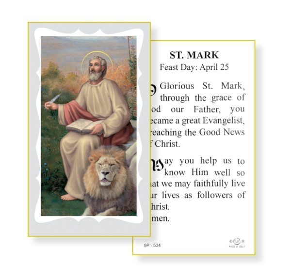 Saint Mark Gold Edges Prayer Card (Pack of 100)