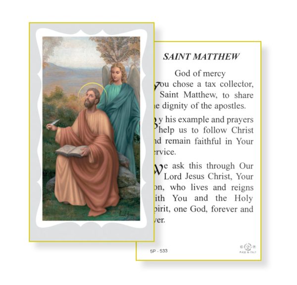 Saint Matthew Gold Edges Prayer Card (Pack of 100)