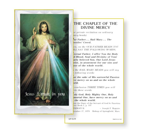 Chaplet of the Divine Mercy Gold Edges Prayer Card (Pack of 100)