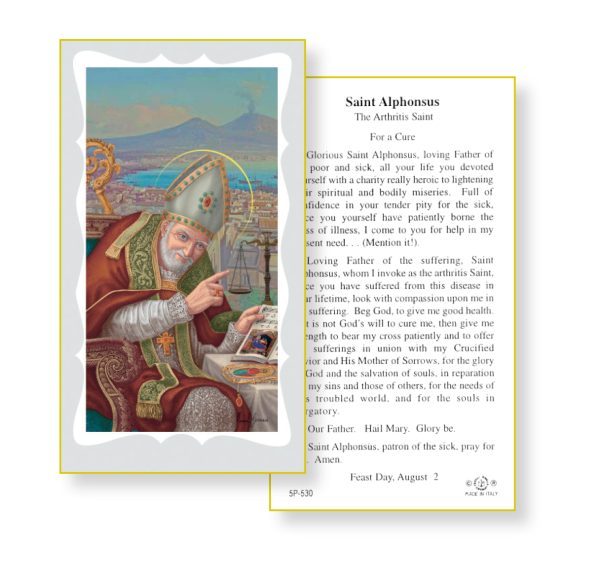Saint Alphonsus Gold Edges Prayer Card (Pack of 100)