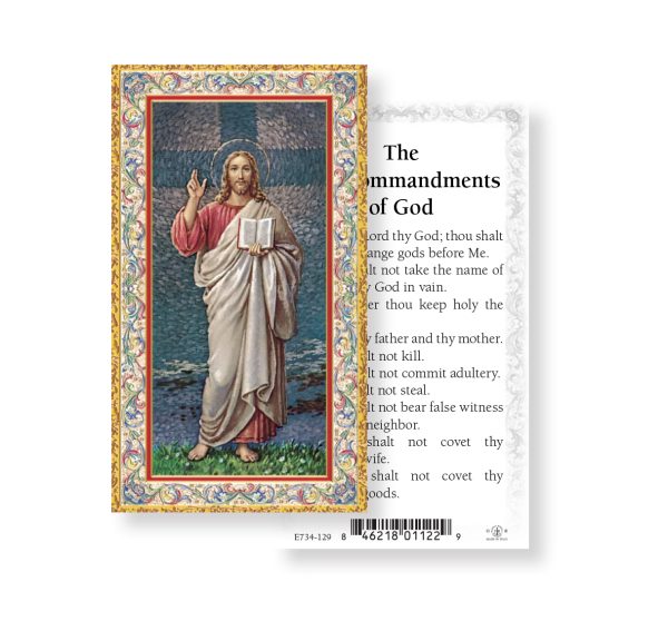 The Ten Commandments Gold-Stamped Paper Prayer Card (pack of 100)