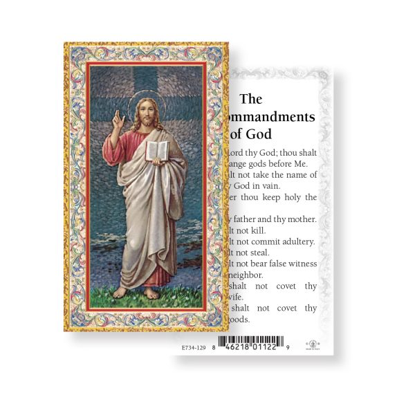 The Ten Commandments - Gold Stamped Paper Prayer Card (pack of 100)