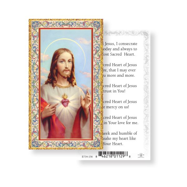 Sacred Heart of Jesus - Gold Stamped Paper Prayer Card (pack of 100)