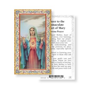 Immaculate Heart of Mary Gold-Stamped Paper Prayer Card (pack of 100)