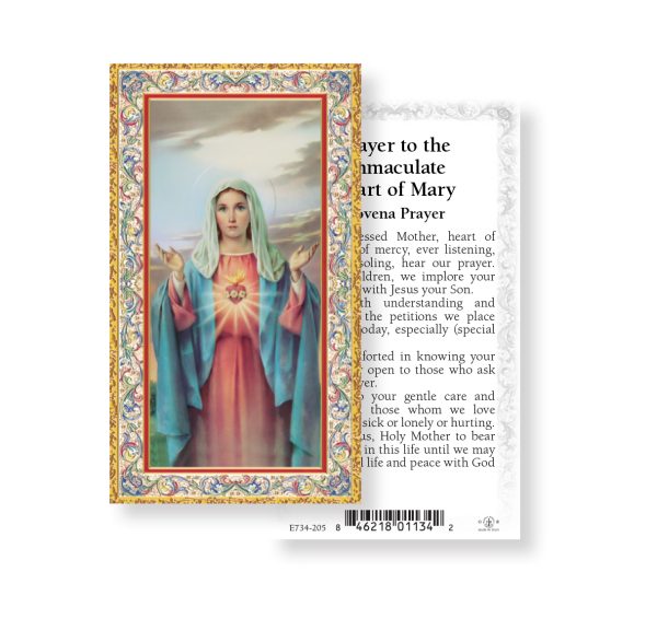 Immaculate Heart of Mary Gold-Stamped Paper Prayer Card (pack of 100)