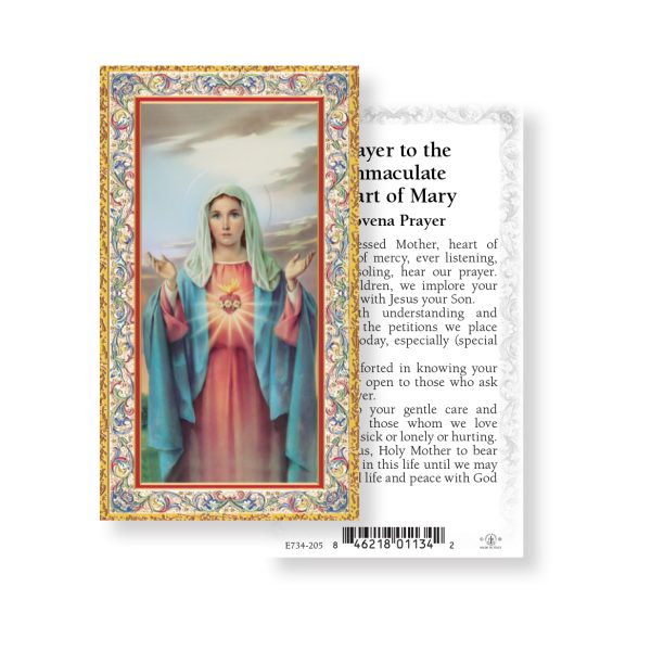 Immaculate Heart of Mary - Gold Stamped Paper Prayer Card (pack of 100)
