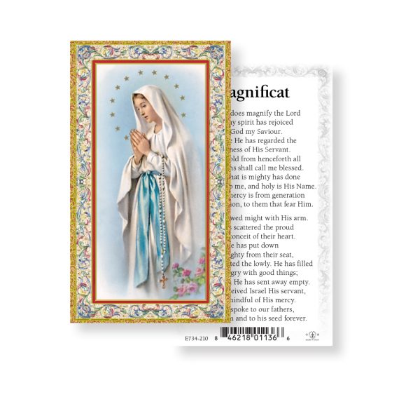 Our Lady of Lourdes Gold-Stamped Paper Prayer Card (pack of 100)
