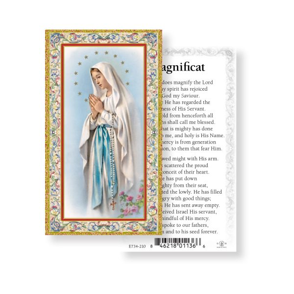 Our Lady of Lourdes - Gold Stamped Paper Prayer Card (pack of 100)