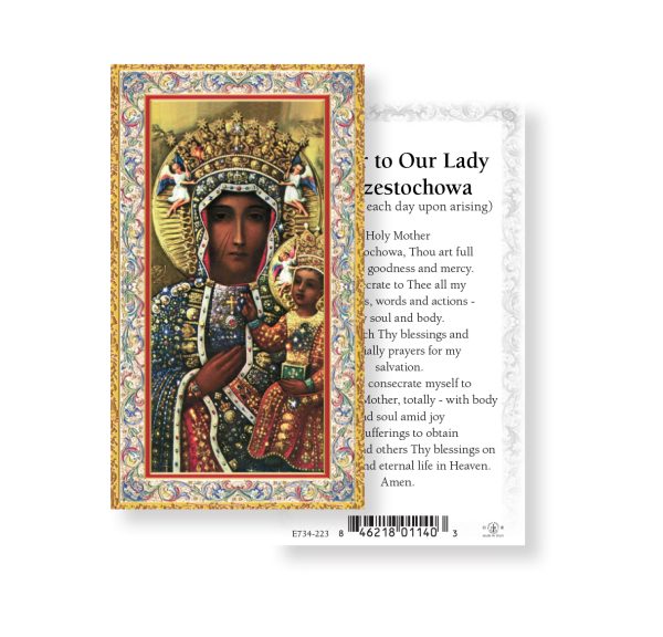 Our Lady of Czestochowa Gold-Stamped Paper Prayer Card (pack of 100)