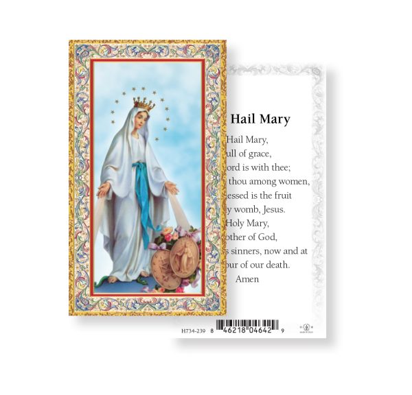 The Hail Mary - Our Lady of Grace Gold-Stamped Paper Prayer Card (pack of 100)