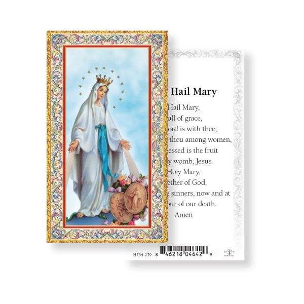 The Hail Mary  Our Lady of Grace - Gold Stamped Paper Prayer Card (pack of 100)