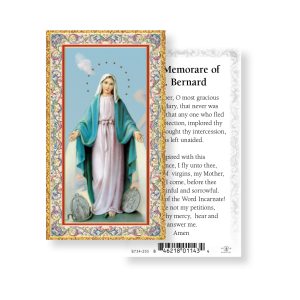 Our Lady of Grace Memorare St. Bernard Gold-Stamped Paper Prayer Card (pack of 100)
