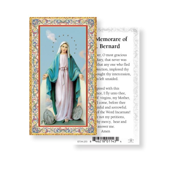Our Lady of Grace Memorare St. Bernard Gold-Stamped Paper Prayer Card (pack of 100)