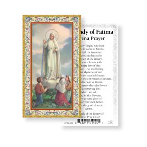 Our Lady of Fatima - Novena Prayer Gold-Stamped Paper Prayer Card (pack of 100)