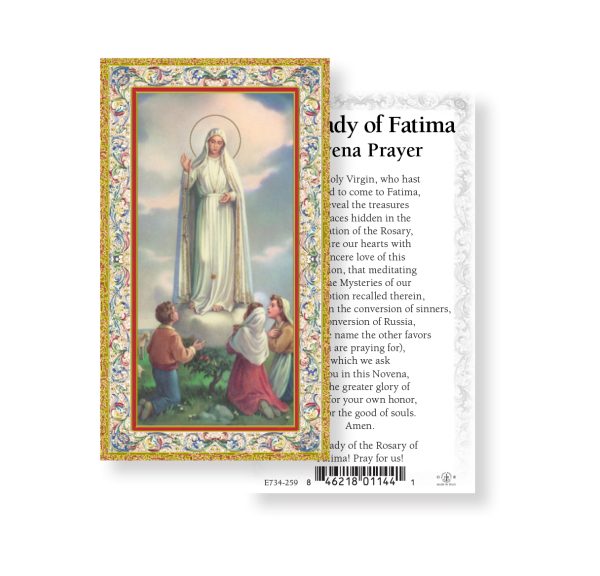 Our Lady of Fatima - Novena Prayer Gold-Stamped Paper Prayer Card (pack of 100)