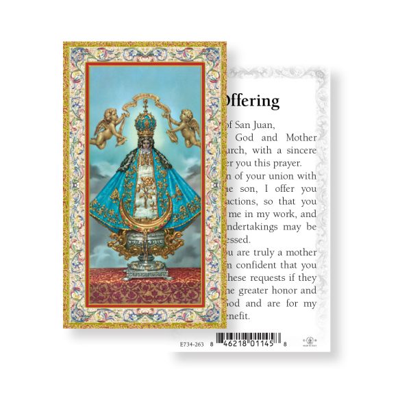 Our Lady of San Juan - Gold Stamped Paper Prayer Card (pack of 100)