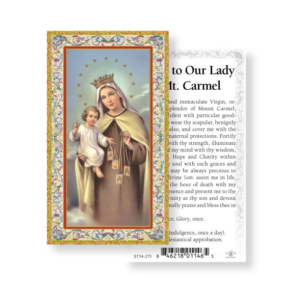 Our Lady of Mount Carmel - Gold Stamped Paper Prayer Card (pack of 100)