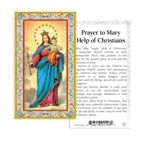 Mary Help of Christians Gold-Stamped Paper Prayer Card (pack of 100)