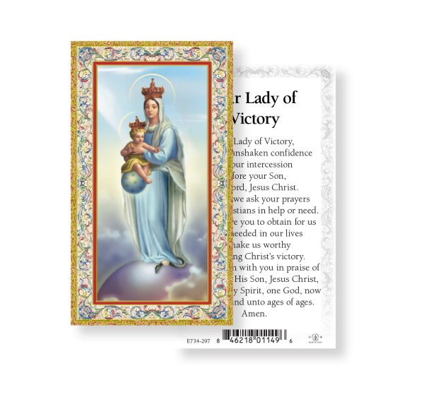 Our Lady of Victory Gold-Stamped Paper Prayer Card (pack of 100)