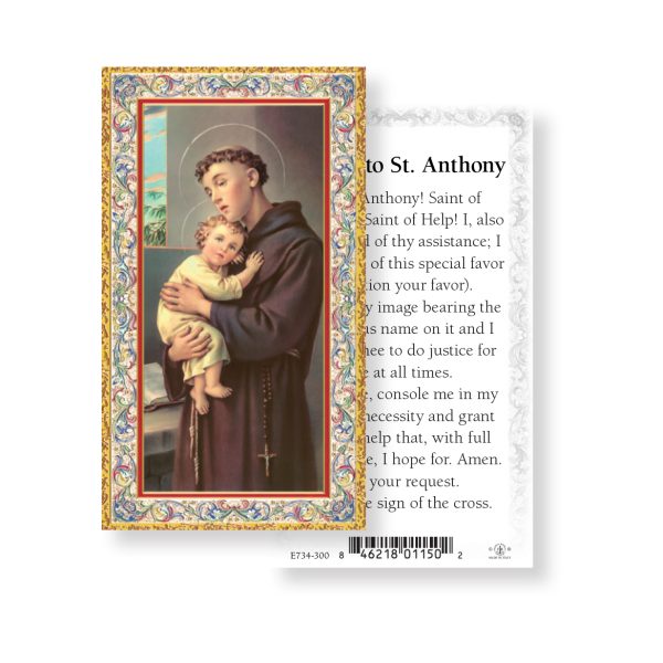 Saint Anthony - Gold Stamped Paper Prayer Card (pack of 100)