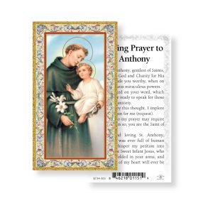 Offering Prayer to Saint Anthony Gold-Stamped Paper Prayer Card (pack of 100)