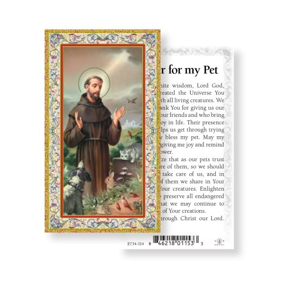Saint Francis Prayer for My Pet - Gold Stamped Paper Prayer Card (pack of 100)