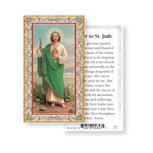Saint Jude Gold-Stamped Paper Prayer Card (pack of 100)