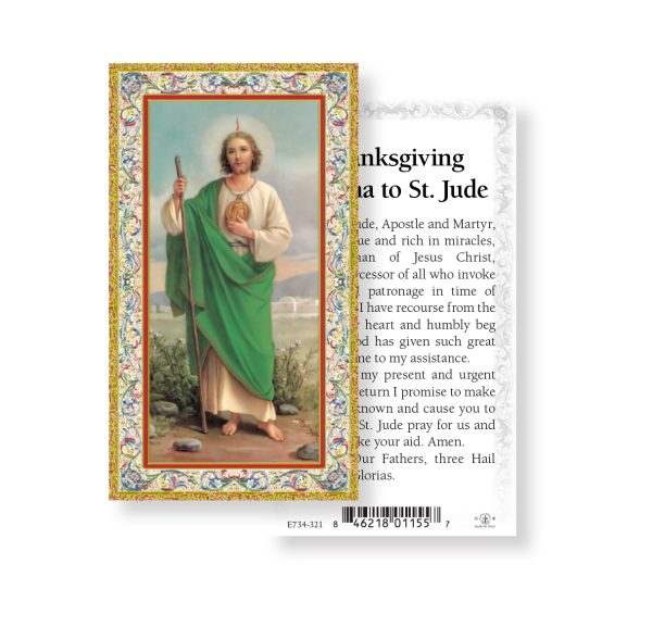 Saint Jude-Thanksgiving Novena Gold-Stamped Paper Prayer Card (pack of 100)