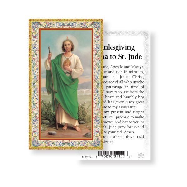 Saint Jude Thanksgiving Novena - Gold Stamped Paper Prayer Card (pack of 100)