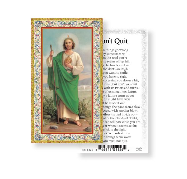Saint Jude-Don't Quit Gold-Stamped Paper Prayer Card (pack of 100)
