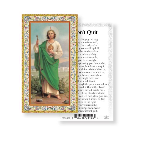 Saint Jude Don't Quit - Gold Stamped Paper Prayer Card (pack of 100)