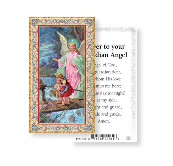 Guardian Angel - Angel of God Gold-Stamped Paper Prayer Card (pack of 100)