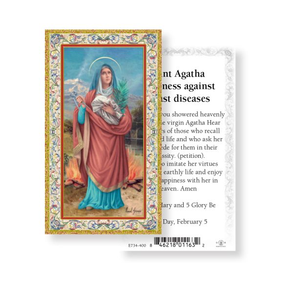 Saint Agatha - Gold Stamped Paper Prayer Card (pack of 100)