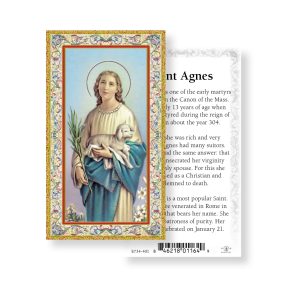 Saint Agnes Gold-Stamped Paper Prayer Card (pack of 100)