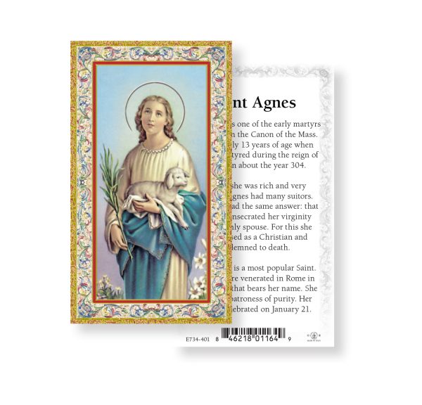 Saint Agnes Gold-Stamped Paper Prayer Card (pack of 100)
