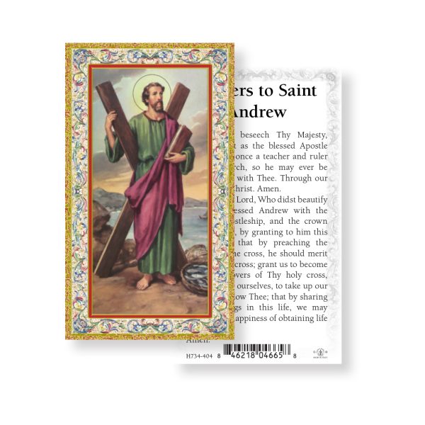 Saint Andrew - Gold Stamped Paper Prayer Card (pack of 100)