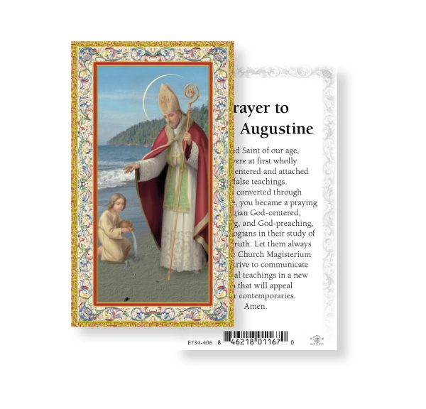 Saint Augustine Gold-Stamped Paper Prayer Card (pack of 100)